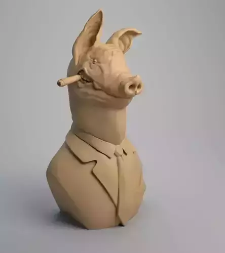 Pig Bust The chief Free 3D print model