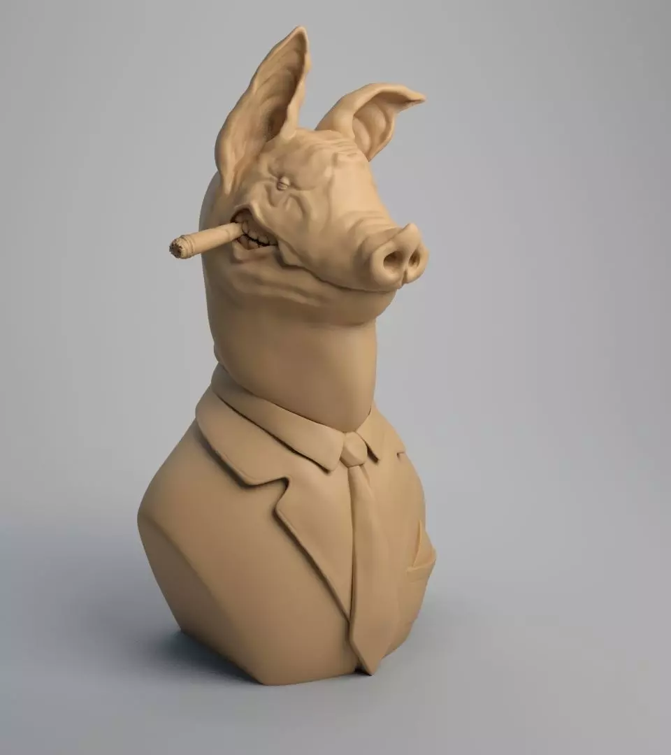 Pig Bust The chief Free 3D print model