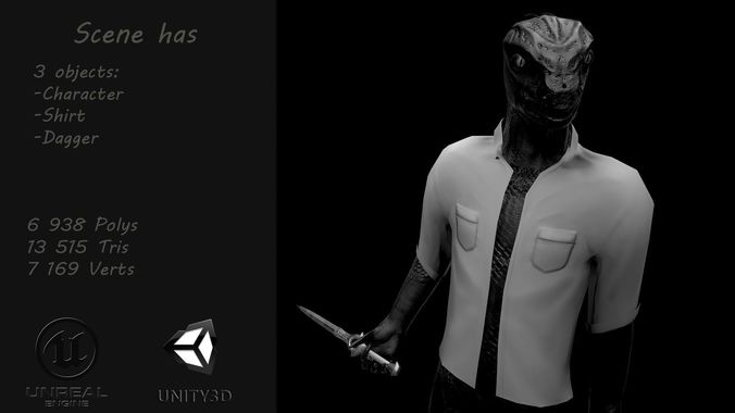 Lizard Character Low-poly 3D model