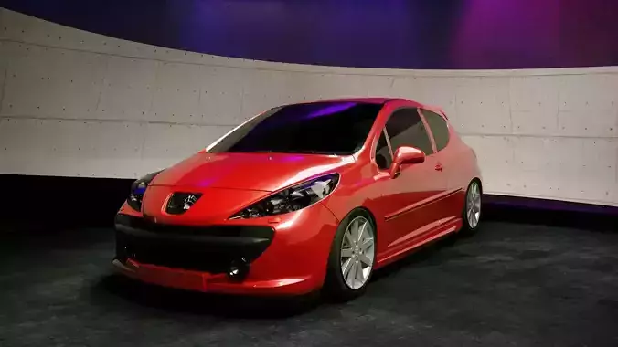Peugeot 207 3door modified Low-poly 3D model