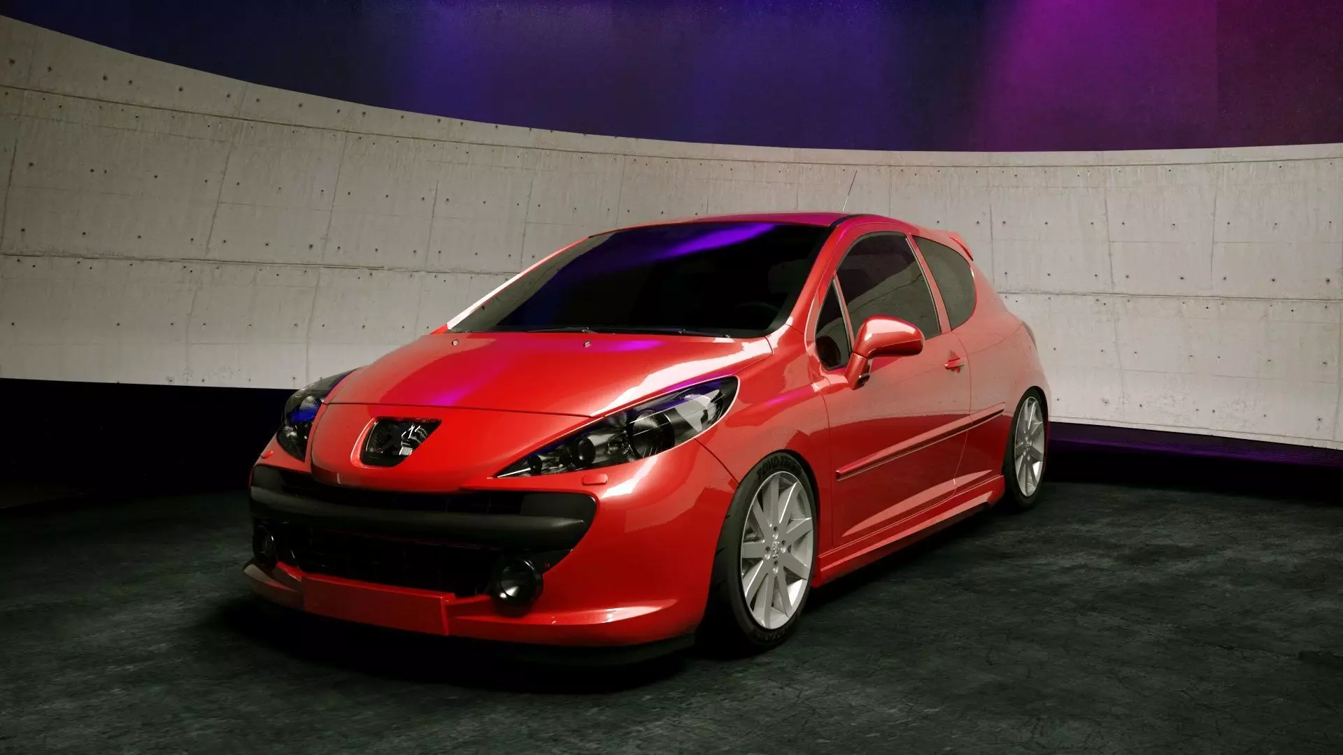 Peugeot 207 3door modified Low-poly 3D model_0