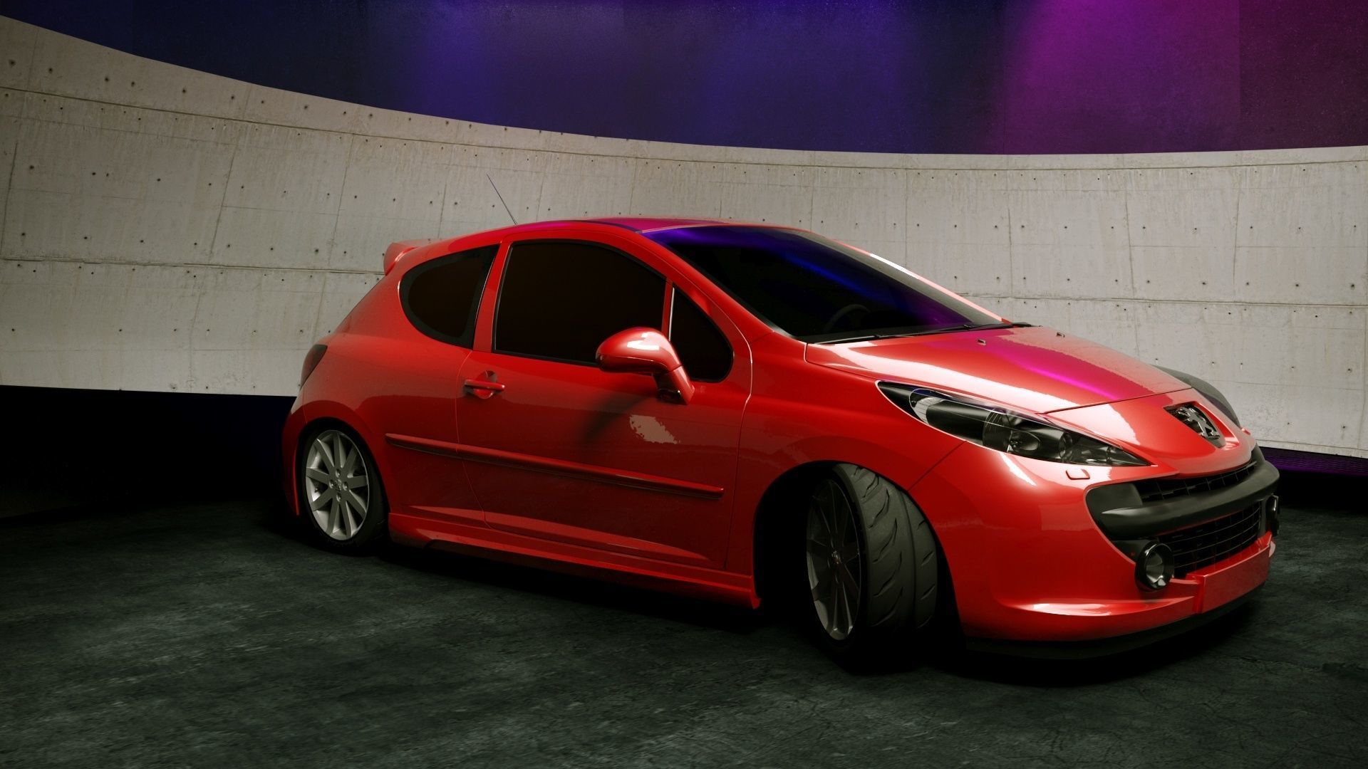 Peugeot 207 3door modified Low-poly 3D model_2