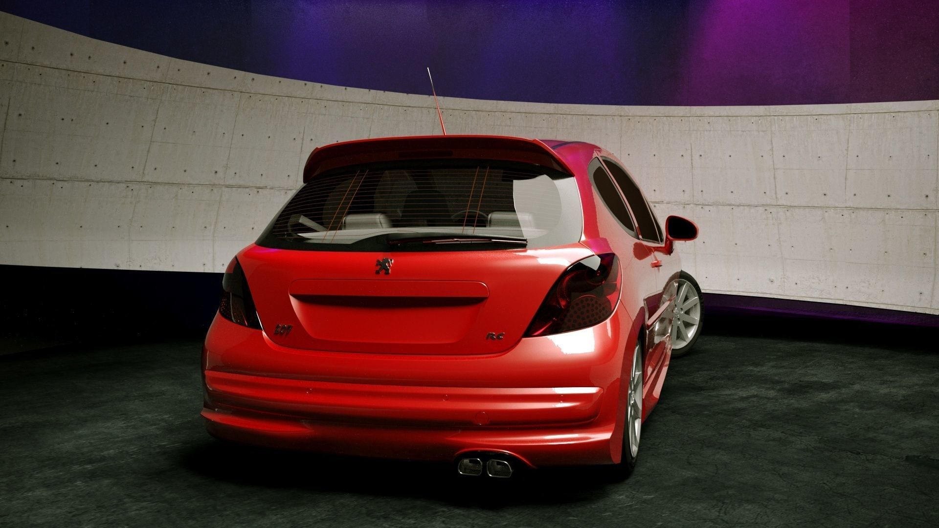 Peugeot 207 3door modified Low-poly 3D model_1