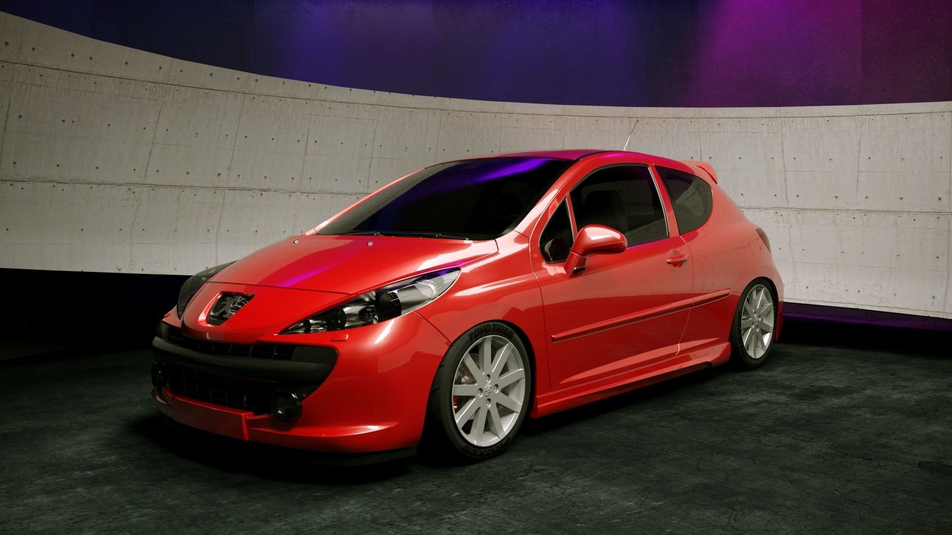 Peugeot 207 3door modified Low-poly 3D model_3