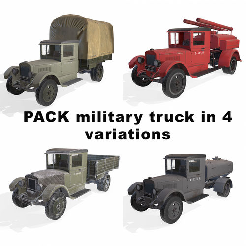 soviet truck in 4 variation Low-poly 3D model