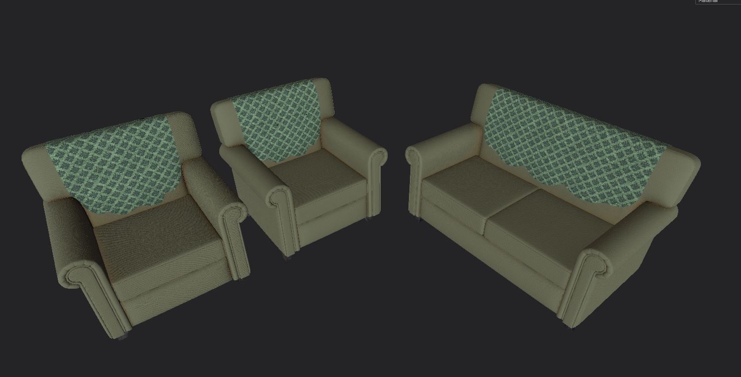 Sofa Set - PBR 3d model AR VR 3D model_1