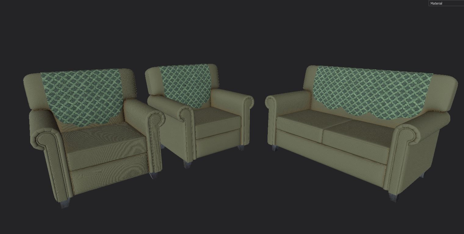 Sofa Set - PBR 3d model AR VR 3D model_2