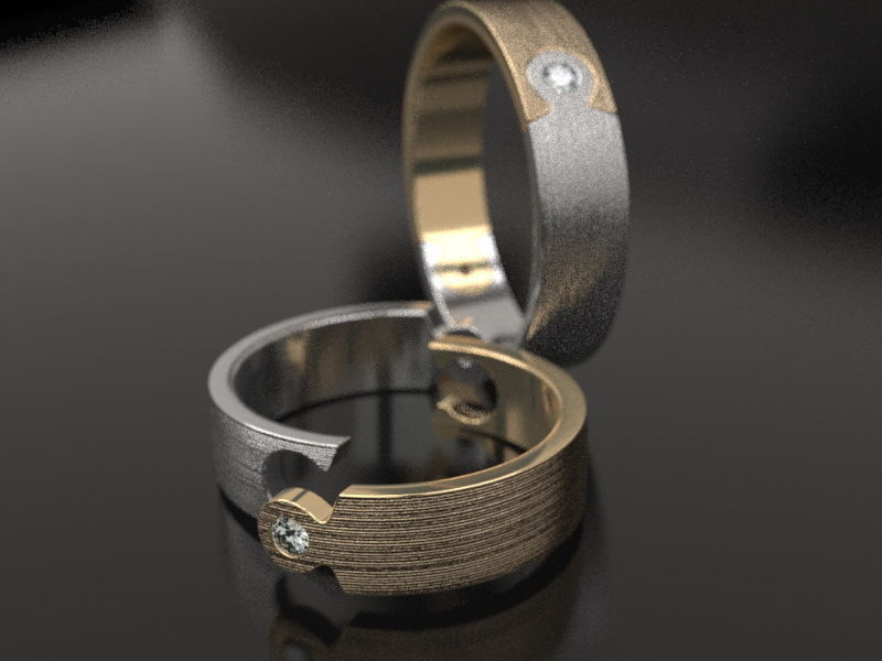 Puzzle wedding rings - original 3D print model_8