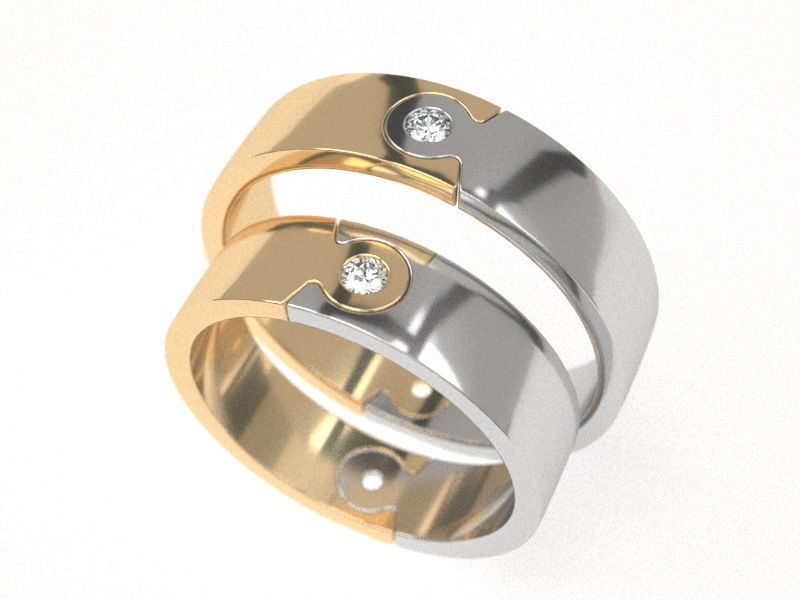 Puzzle wedding rings - original 3D print model_2