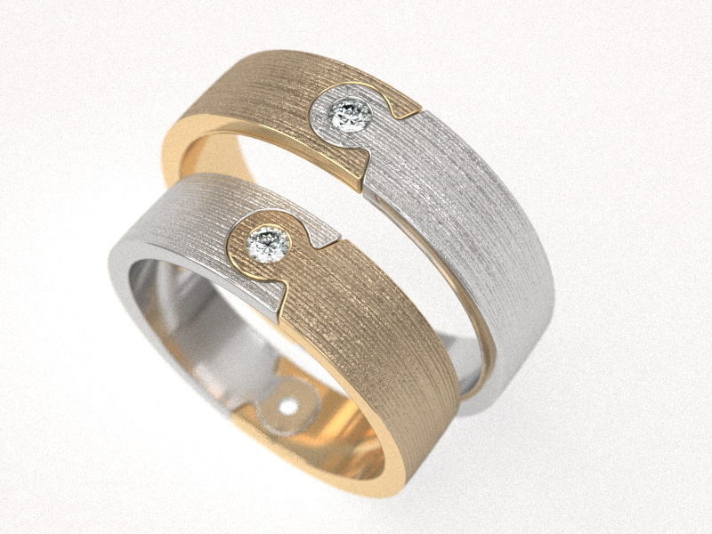 Puzzle wedding rings - original 3D print model_1