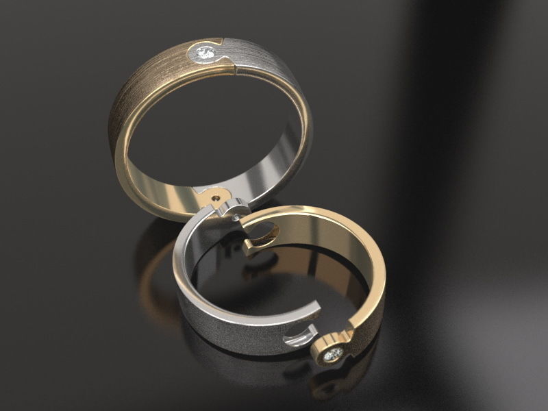 Puzzle wedding rings - original 3D print model_5