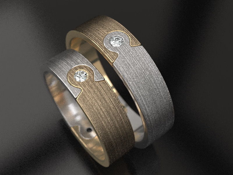 Puzzle wedding rings - original 3D print model_4