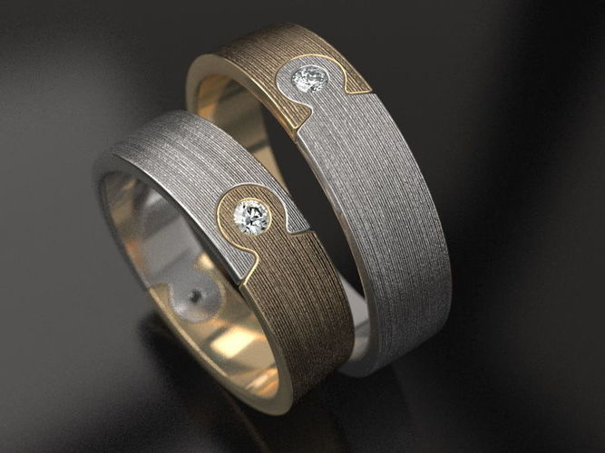 Puzzle wedding rings - original 3D print model
