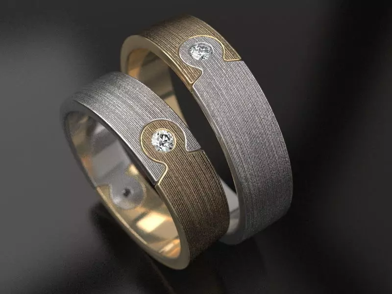 Puzzle wedding rings - original 3D print model_0