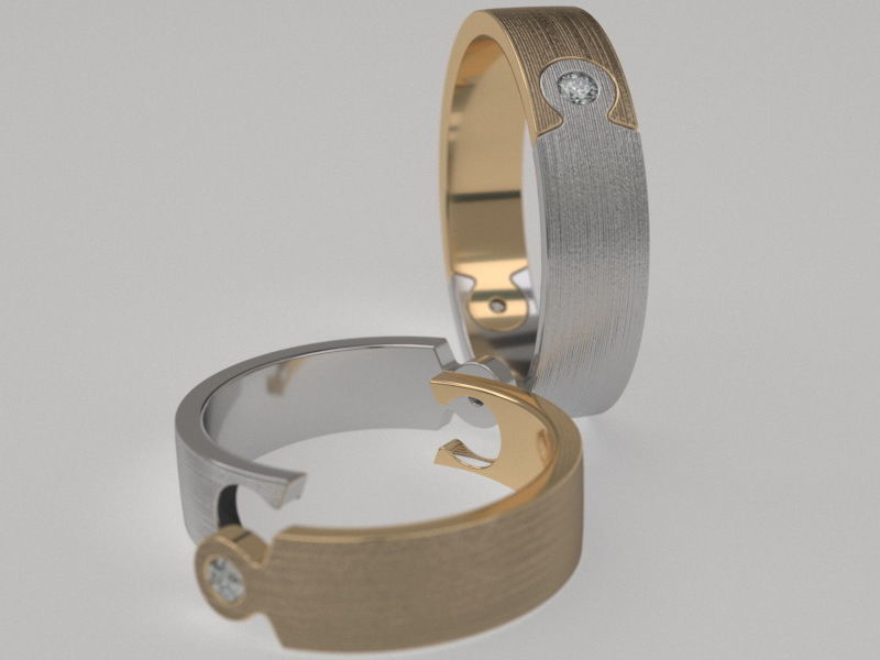 Puzzle wedding rings - original 3D print model_6