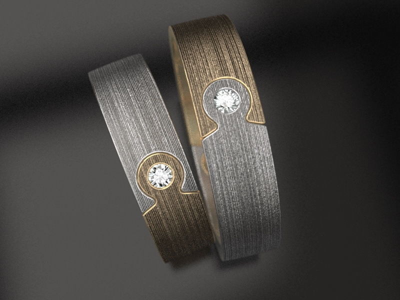 Puzzle wedding rings - original 3D print model_3