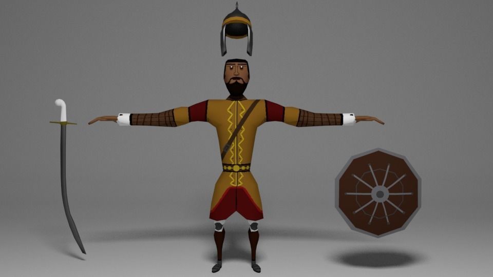 Seljuk Turkish Warrior Low-poly 3D model_8