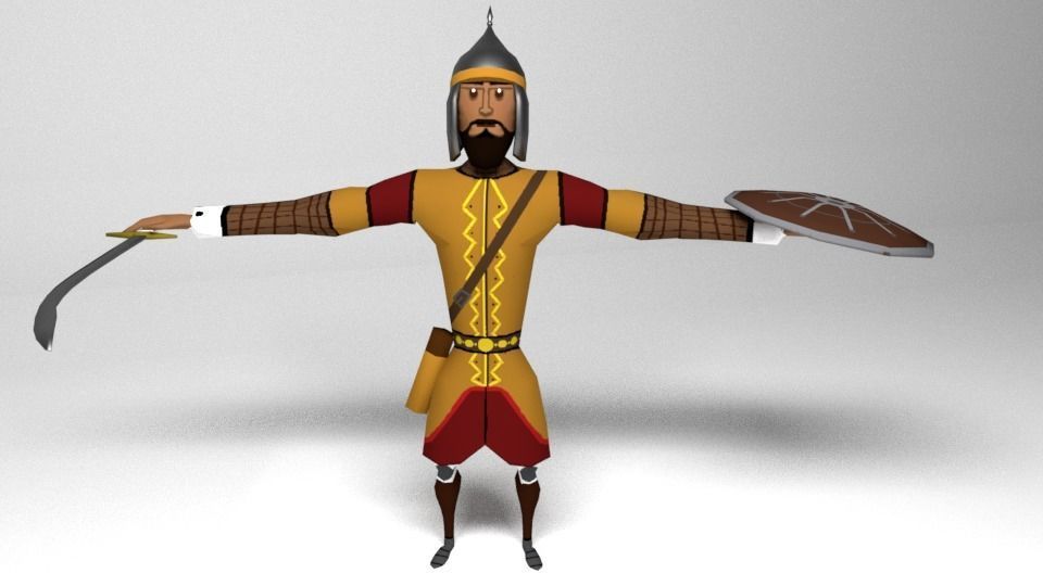 Seljuk Turkish Warrior Low-poly 3D model_1