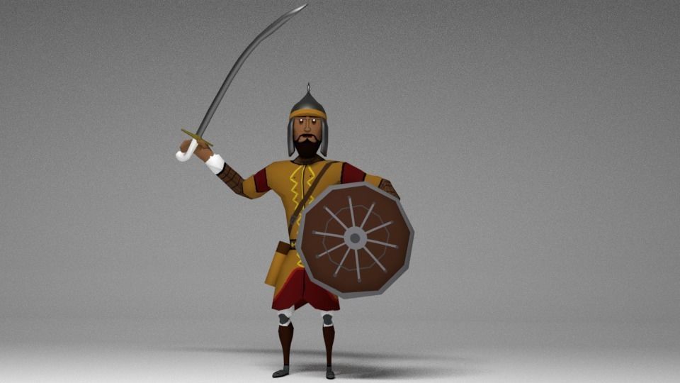 Seljuk Turkish Warrior Low-poly 3D model_6