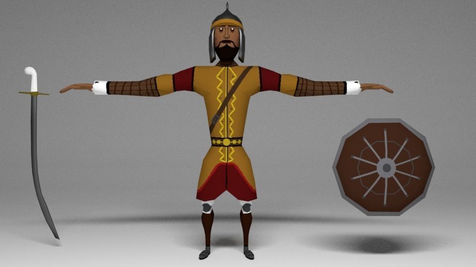 Seljuk Turkish Warrior Low-poly 3D model_9