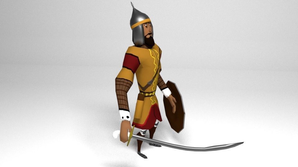 Seljuk Turkish Warrior Low-poly 3D model_2
