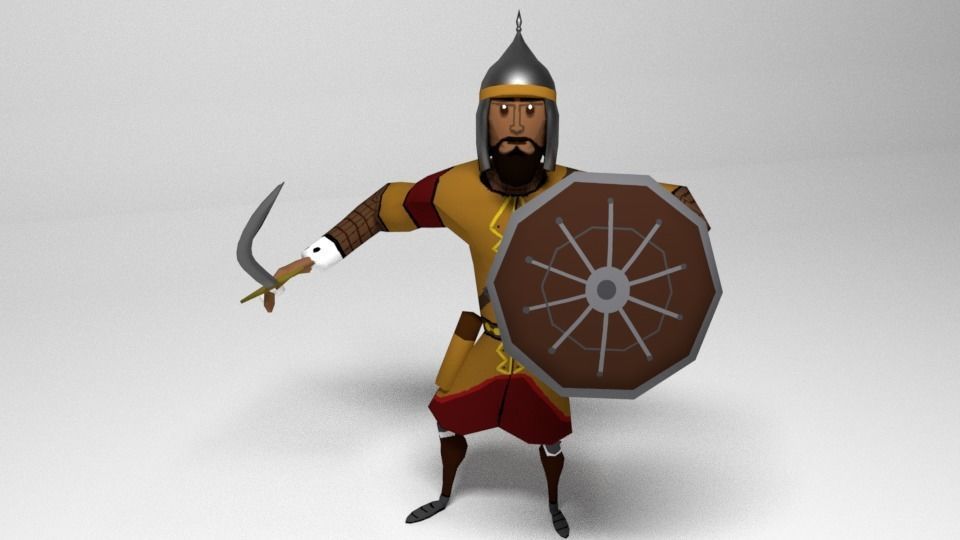 Seljuk Turkish Warrior Low-poly 3D model_3