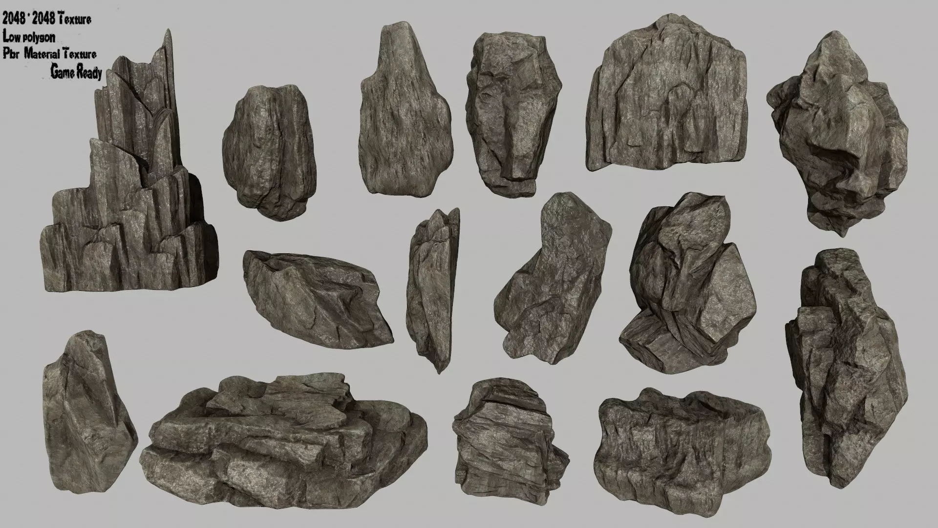 rocks set 01 Low-poly 3D model_0