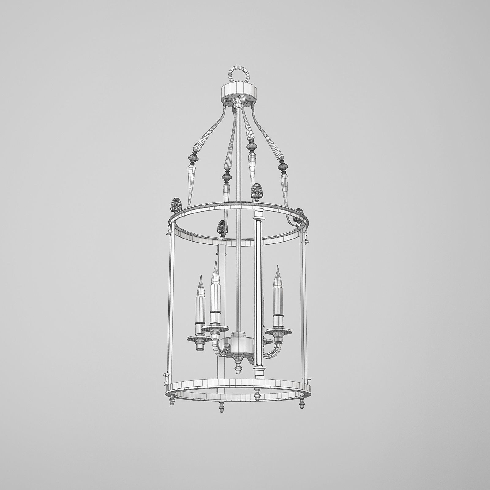 Broze DArt Francais Lantern 3D model_2