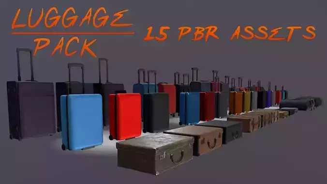 Luggage Pack - 15 PBR Assets 3D model