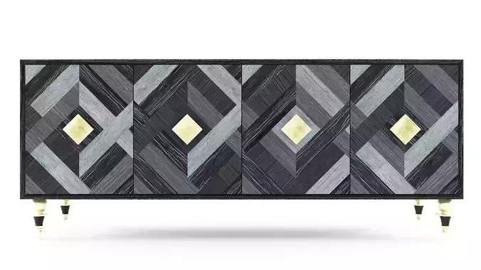 console gold geometric sideboard 3D model