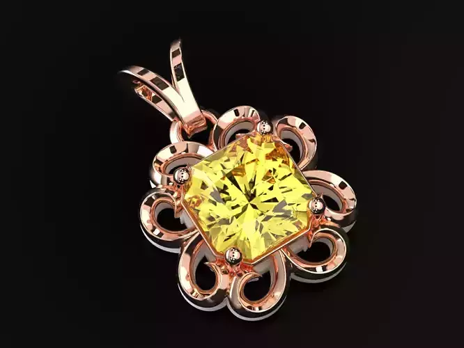 Stylish pendant with stone and old-fashioned patterns 404 3D print model