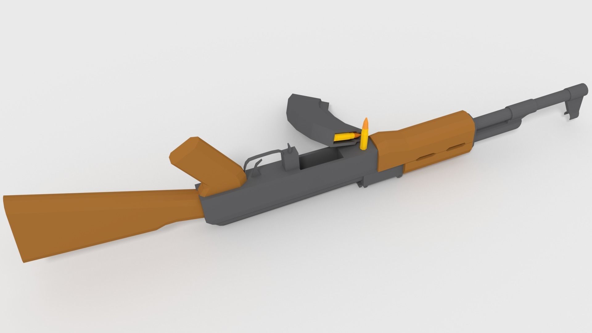 Low-Poly AK-47 GameReady ak - rifle Low-poly 3D model_2