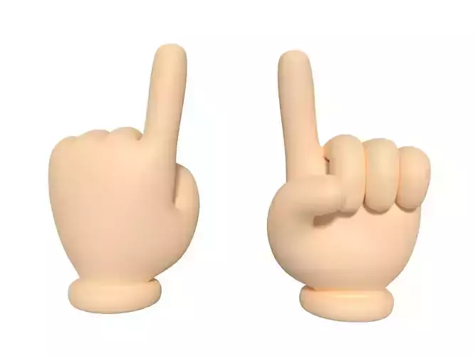 Cartoon Hand - Direction Sign Low-poly 3D model