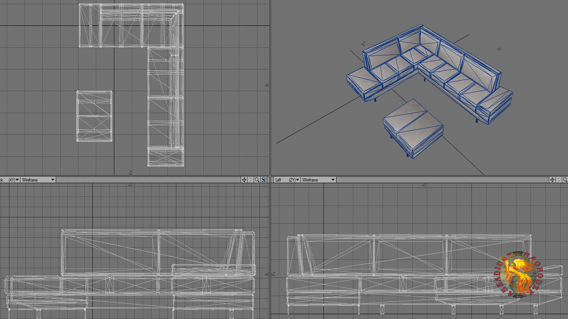 sofa fly Low-poly 3D model_3