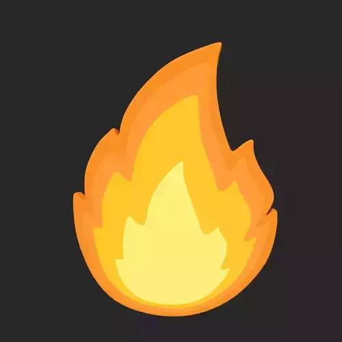 Cartoon Fire Icon Low-poly 3D model
