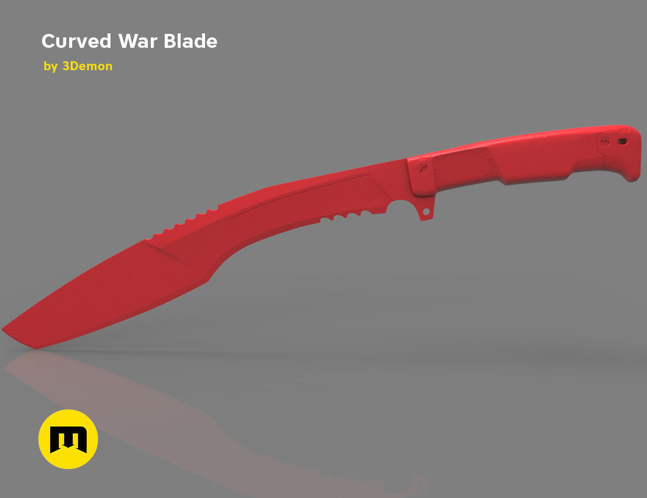 Curved War Blade 3D print model_3