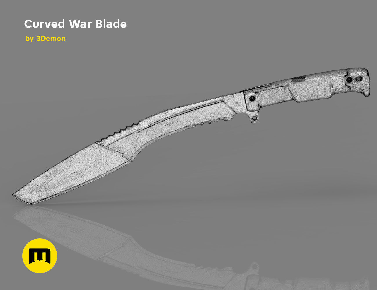 Curved War Blade 3D print model_30