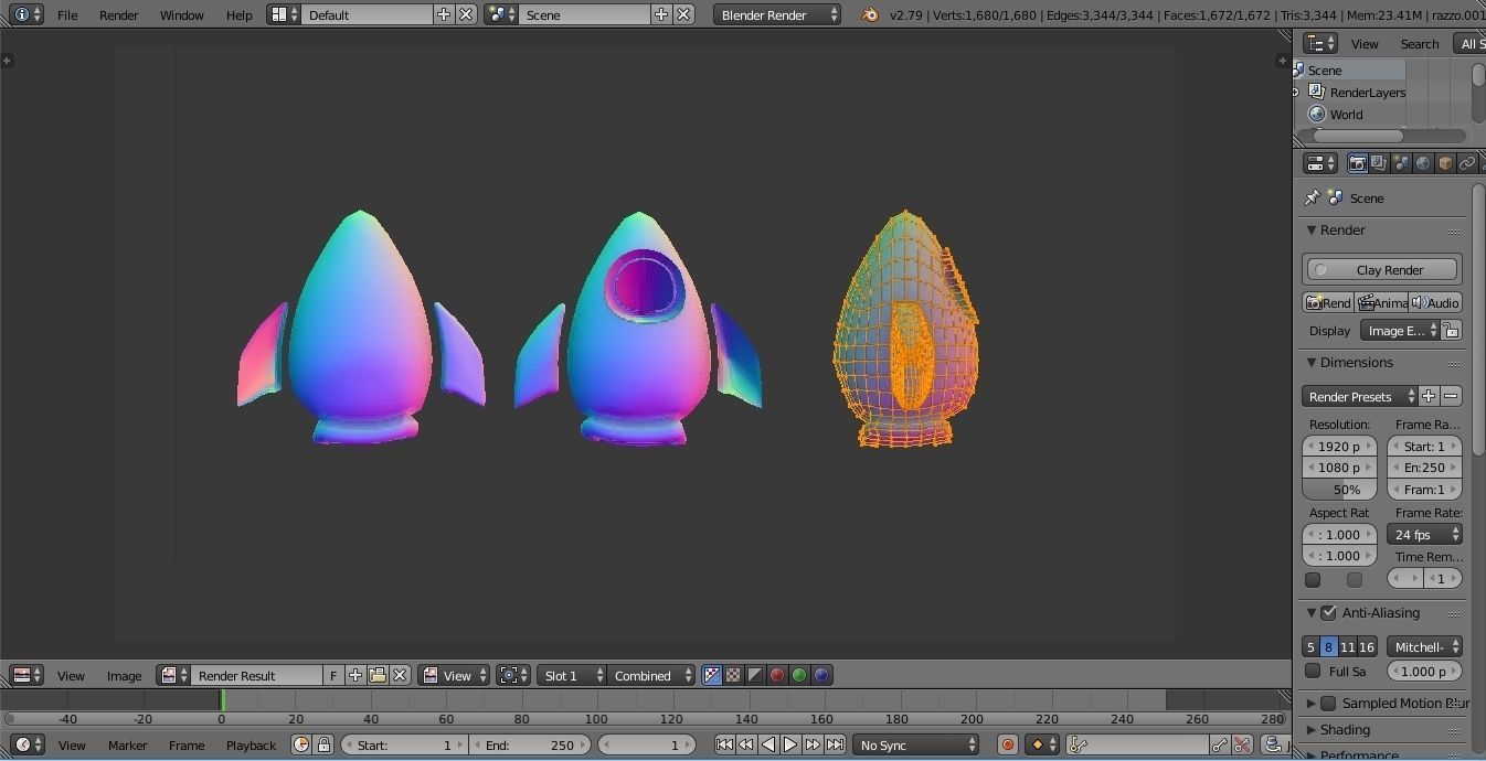 toon rocket Low-poly 3D model_4