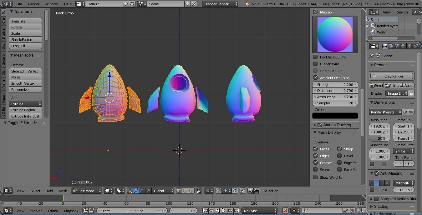 toon rocket Low-poly 3D model_5