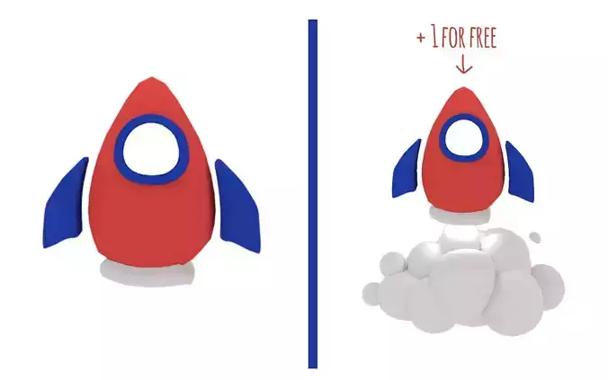 toon rocket Low-poly 3D model