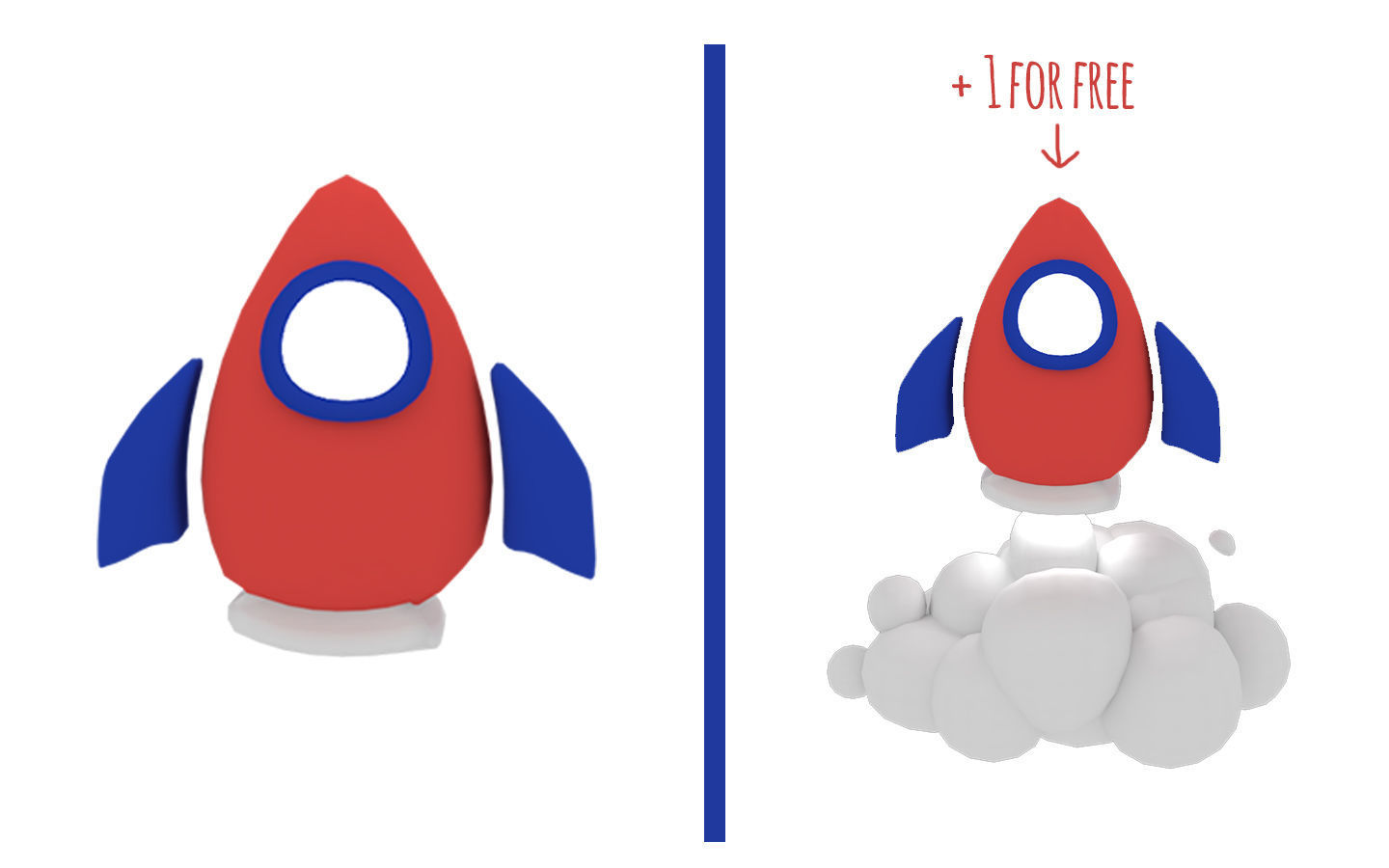 toon rocket Low-poly 3D model
