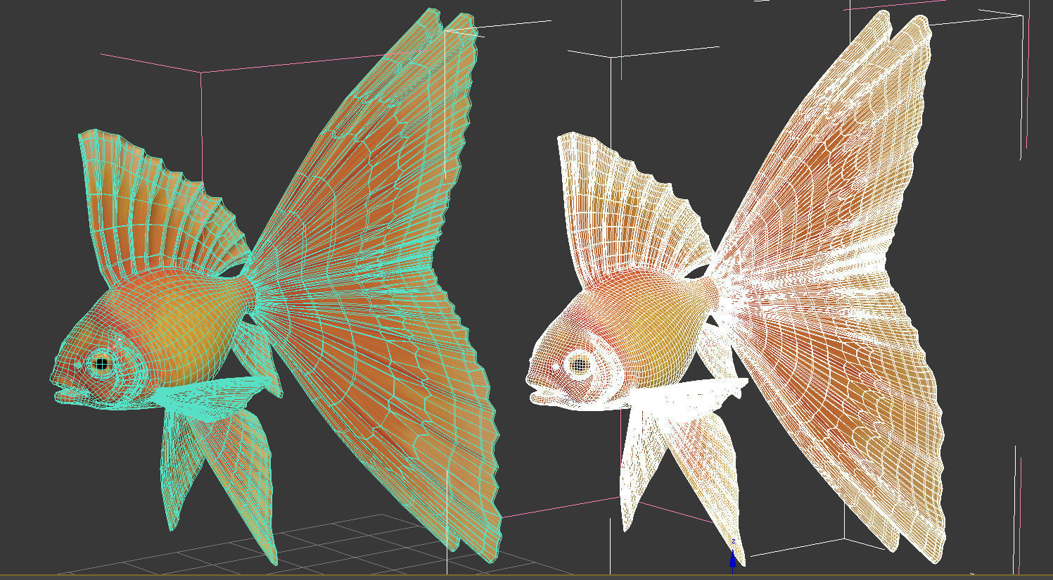 Fantasy Gold Fish rig Low-poly 3D model_16