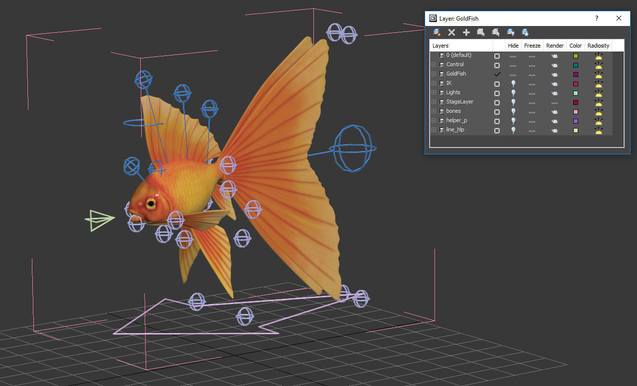 Fantasy Gold Fish rig Low-poly 3D model_11