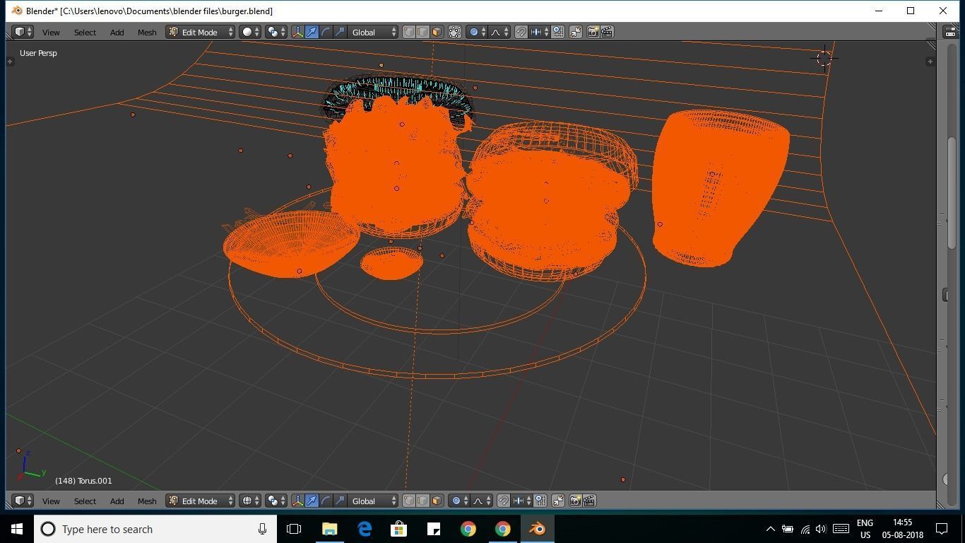 Burgers and french fries 3D model_2