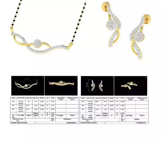 Golden Jewellery Set With Diamonds  1