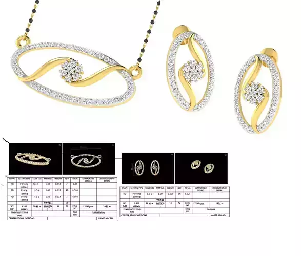 Oval Shape Golden Jewellery Set