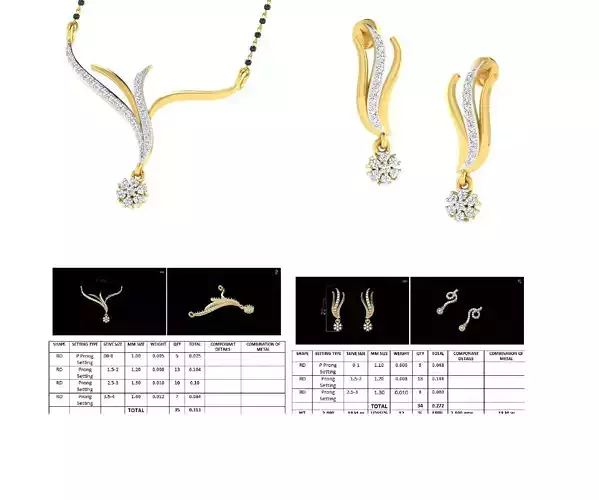 Golden Jewellery Set With Diamonds  2