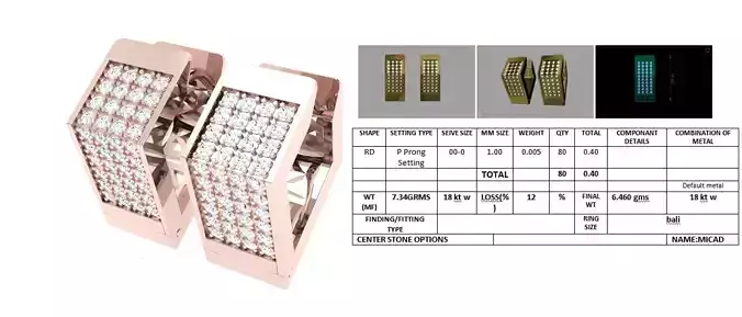 Rhombus Shaped Earrings With Diamonds 