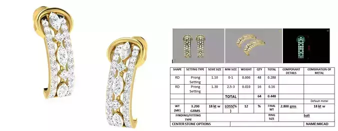 Golden Earrings With Diamonds 