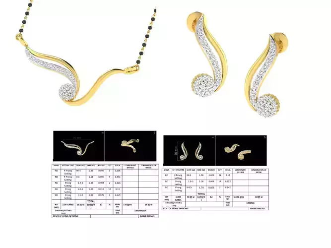 Golden Jewellery Set With Diamonds  3